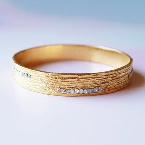 Skinny by Jessica Elliot Textured Gold Bangle with Swarovski Crystal Accents